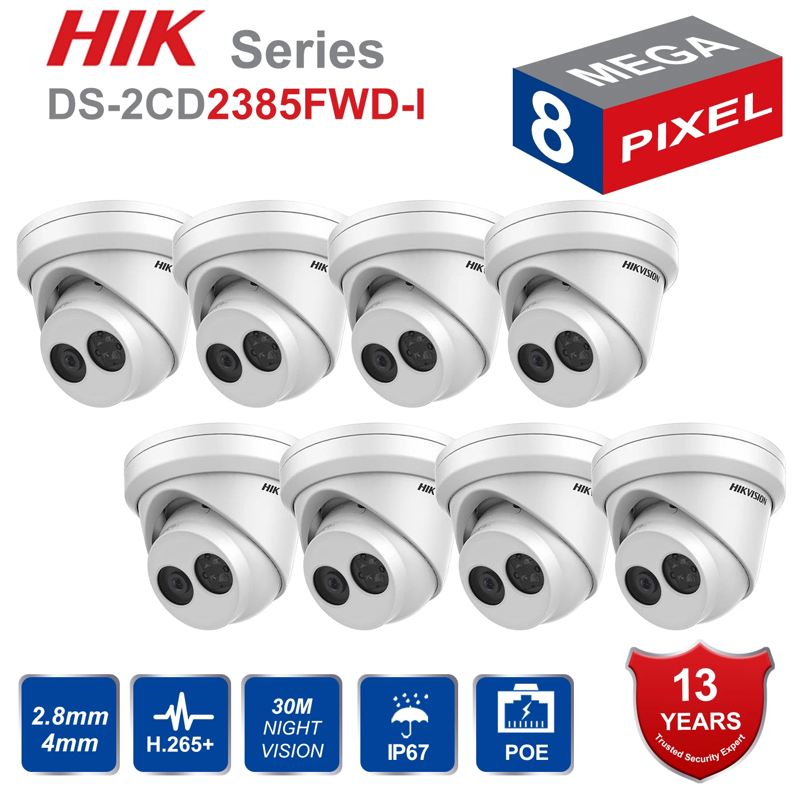 Hikvision Original 8MP IP Camera 8 PCS DS-2CD2385FWD-I Network CCTV Camera H.265 CCTV Security POE WDR SD Card Slot
Hikvision Original 8MP IP Camera 8 PCS DS-2CD2385FWD-I Network CCTV Camera H.265 CCTV Security POE WDR SD Card Slot
