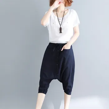 Women Harajuku Loose Pants Casual Baggy Low Drop Crotch Calf-Length Bloomers High Front Button Pockets Harem Pants
Women Harajuku Loose Pants Casual Baggy Low Drop Crotch Calf-Length Bloomers High Front Button Pockets Harem Pants