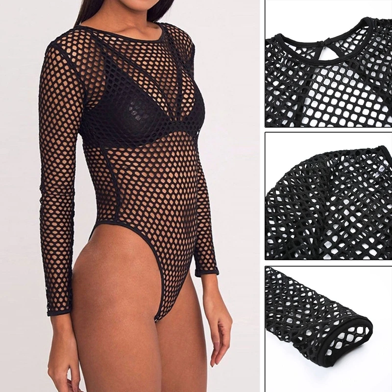 Sexy Women Fishnet Mesh Hollow Out Bodysuit Stretch Jumpsuit Romper Long Sleeve Leotard Tops
Sexy Women Fishnet Mesh Hollow Out Bodysuit Stretch Jumpsuit Romper Long Sleeve Leotard Tops
