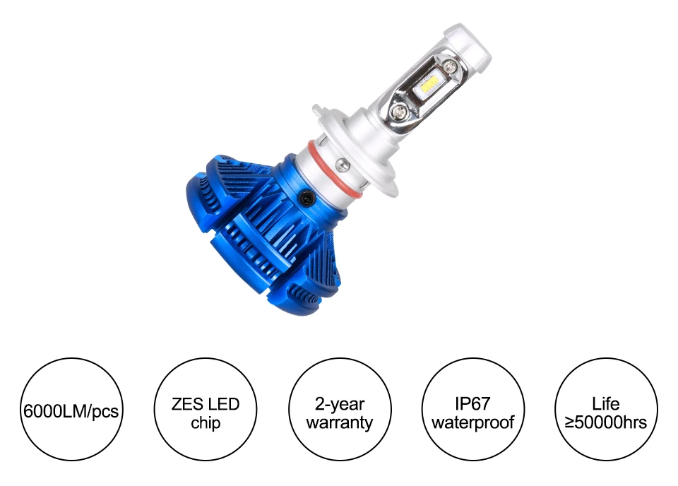 Aceersun Led car headlight H4 H7 H11 H1 LED 9005 HB3 9006 HB4 9012 H3 Bulbs H8 H9 ZES 50W 12000LM High Low Beam car Bulb 12V 24V (2)