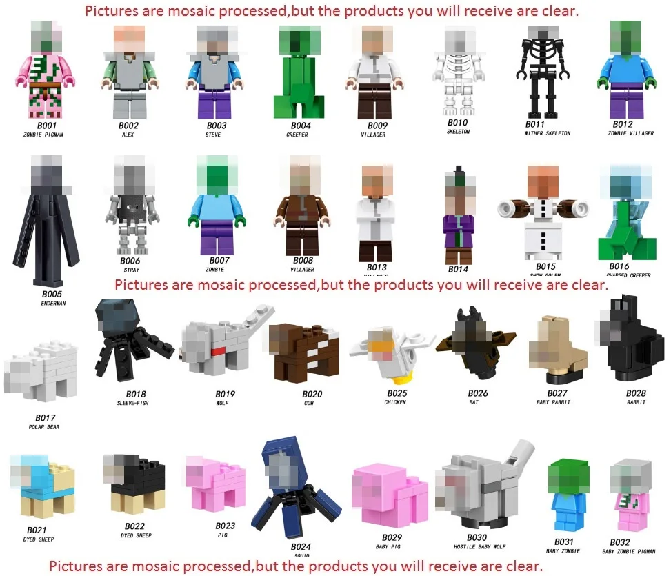 Single Sale Minecrafted Building Blocks Zombie PigMan Steve Alex Skeleton My World Figure Bricks Toy kids gift Compatible Legoed
Single Sale Minecrafted Building Blocks Zombie PigMan Steve Alex Skeleton My World Figure Bricks Toy kids gift Compatible Legoed