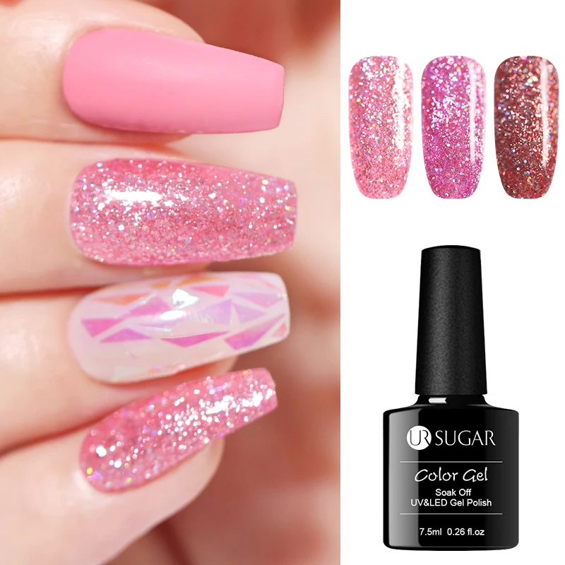 UR SUGAR 7.5ml Holographic Gel Polish Silver Pink Mixed Colors Bling Glitter Sequins Soak Off UV Gel Polish Nail Art Gel
UR SUGAR 7.5ml Holographic Gel Polish Silver Pink Mixed Colors Bling Glitter Sequins Soak Off UV Gel Polish Nail Art Gel