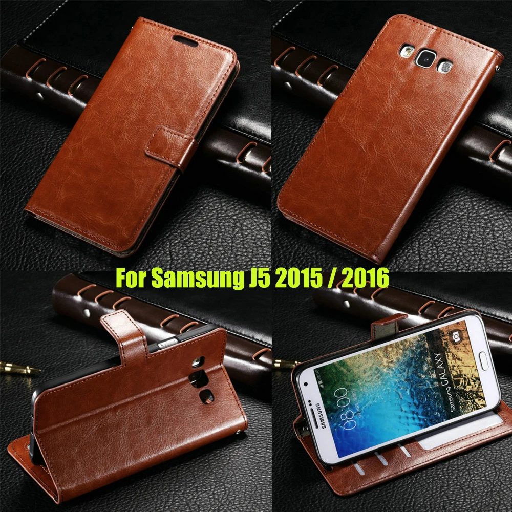 J5 Luxury Retro Leather Wallet Flip Cover font b case b font For font b Samsung
