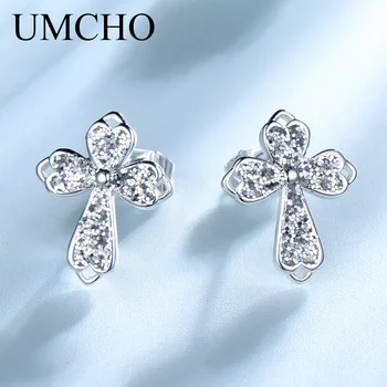 

UMCHO Silver 925 Sequins Clover Stud Earrings for Women Party Wedding Accessories Jewelry