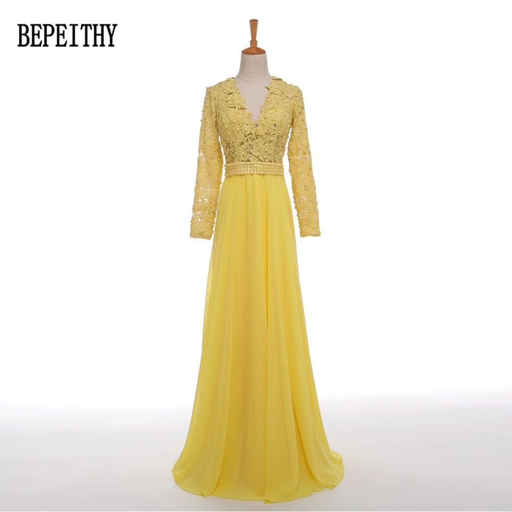 BEPEITHY Gorgeous Long Sleeves Lace Top Elegant Yellow Evening Dress Party Elegant 2019 Vestido De Festa Cheap Prom Dresses
BEPEITHY Gorgeous Long Sleeves Lace Top Elegant Yellow Evening Dress Party Elegant 2019 Vestido De Festa Cheap Prom Dresses