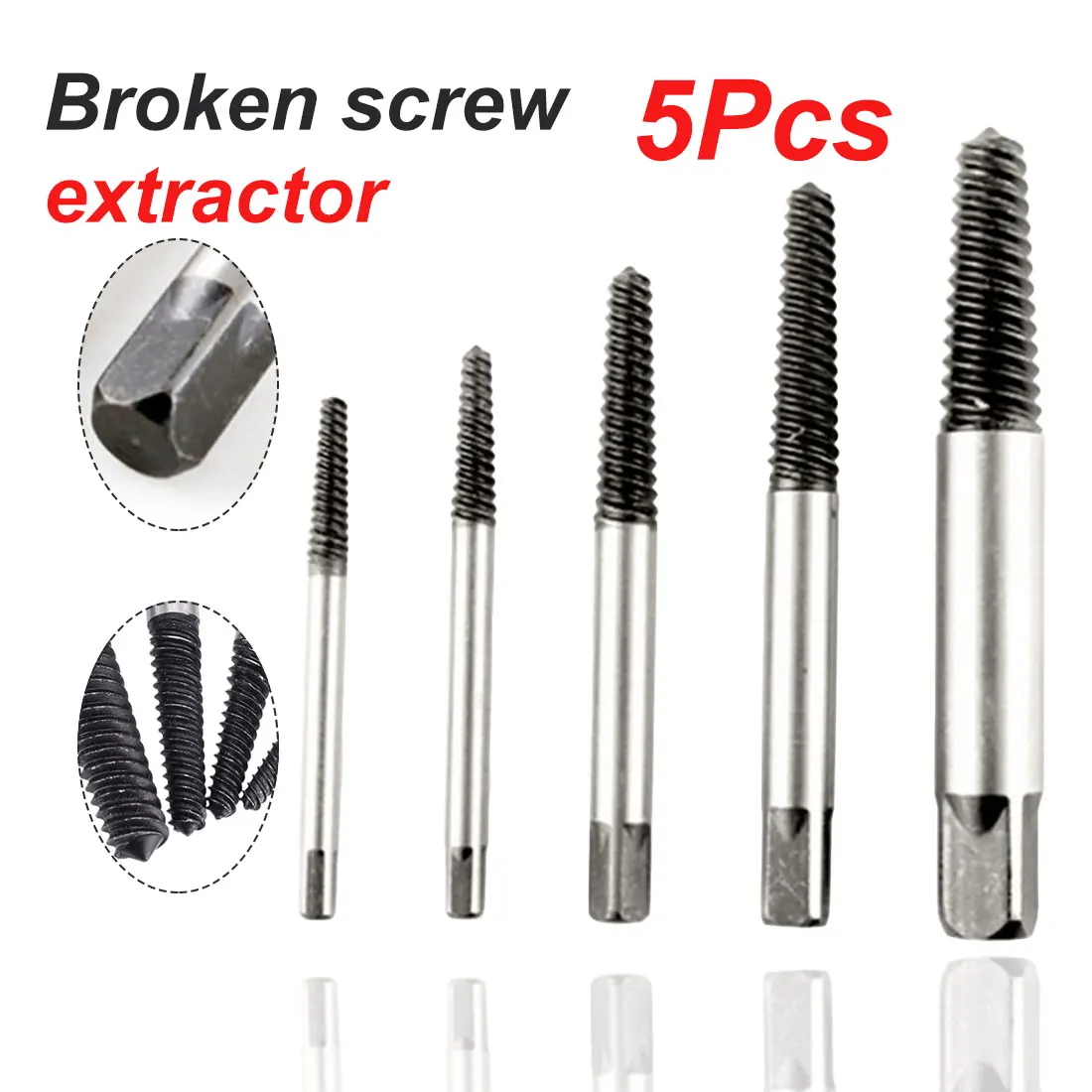 5Pcs/set Carbon Steel Screw Extractor Center Drill Bits Guide Set Broken Damaged Bolt Remover Removal Speed Easy Out Set
5Pcs/set Carbon Steel Screw Extractor Center Drill Bits Guide Set Broken Damaged Bolt Remover Removal Speed Easy Out Set