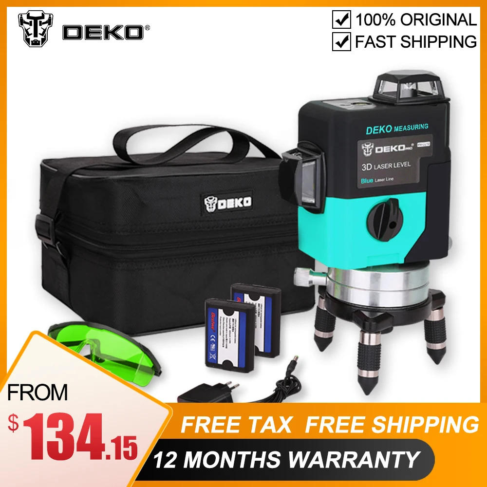 DEKO LL12-HV 12Lines 3D Laser Level Self-Leveling 360 degre Horizontal & Vertical Cross GREEN
DEKO LL12-HV 12Lines 3D Laser Level Self-Leveling 360 degre Horizontal & Vertical Cross GREEN
