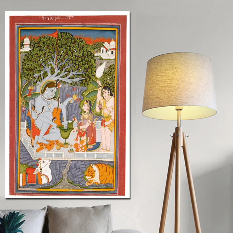 Shiva Parvati and Their Famliy Canvas Art Indian God Figure Painting Religious Posters and Prints Wall Picture for Living Room
Shiva Parvati and Their Famliy Canvas Art Indian God Figure Painting Religious Posters and Prints Wall Picture for Living Room