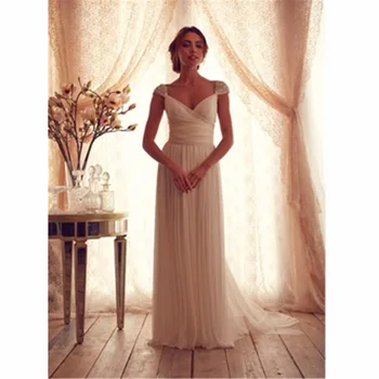 Boho Wedding Dress Spaghetti Strap A Line Chiffon Long Backless Beach Wedding Gown Appliques Lace Top Bride Dress 2019
Boho Wedding Dress Spaghetti Strap A Line Chiffon Long Backless Beach Wedding Gown Appliques Lace Top Bride Dress 2019