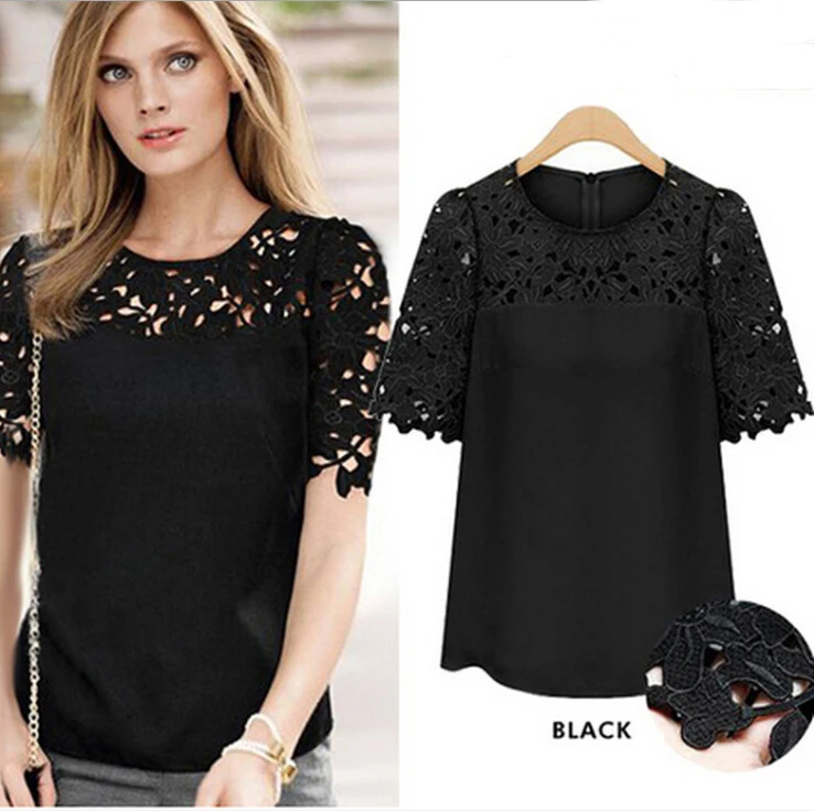 Blusas 2016 Summer Women Blouse Clothing White Lace Ladies Tops Round Neck Short Sleeve Chiffon Female Shirt Big Size S-5XL
Blusas 2016 Summer Women Blouse Clothing White Lace Ladies Tops Round Neck Short Sleeve Chiffon Female Shirt Big Size S-5XL