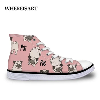 WHEREISART Pink Pugs Women's Canvas Shoes High Top French Bulldog Vulcanized Shoes Girls Summer Lace-up Classic Sneakers 2019
WHEREISART Pink Pugs Women's Canvas Shoes High Top French Bulldog Vulcanized Shoes Girls Summer Lace-up Classic Sneakers 2019