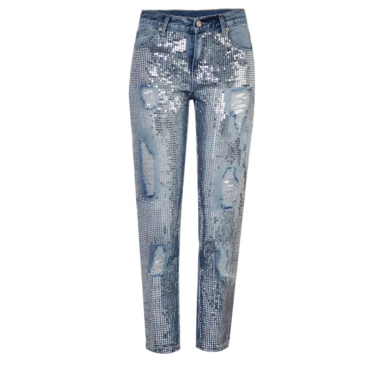 2018 Sequins Ripped Jeans For Women Vintage Ankle Length Jeans Plus Size Women Denim Pants Female Pantalon Femme Trousers
2018 Sequins Ripped Jeans For Women Vintage Ankle Length Jeans Plus Size Women Denim Pants Female Pantalon Femme Trousers