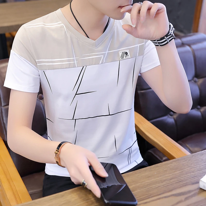 Men's short sleeve T - shirt 2019 new summer V - neck Korean half sleeve summer men's fashion personality cotton clothes
Men's short sleeve T - shirt 2019 new summer V - neck Korean half sleeve summer men's fashion personality cotton clothes
