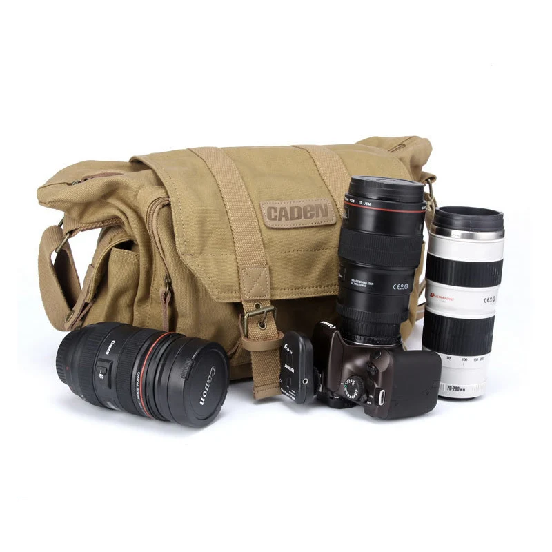 Сумка на плечо для камеры Caden холщовая Мягкая DSLR фото и видеосъемки дорожные