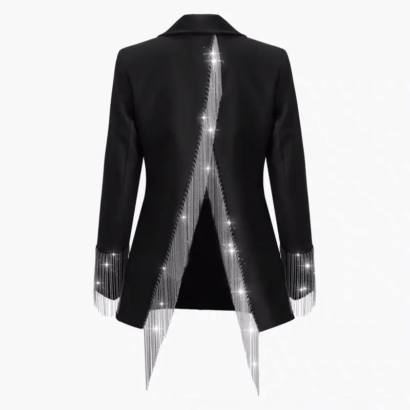Heavy Chains Tassel Coats Female Long Sleeve Single Button Backless Irregular Overcoat Women 2019 Spring Autumn Coat Tops X356
Heavy Chains Tassel Coats Female Long Sleeve Single Button Backless Irregular Overcoat Women 2019 Spring Autumn Coat Tops X356