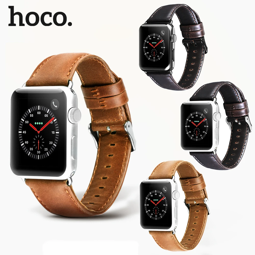 

HOCO Genuine Leather Band Bracelet for Apple Watch Series 1/2/3/4 Watchband Replacement Strap for IWatch 38mm 40mm 42mm 44mm