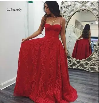Lace Evening Dress Red Spaghetti Straps Long Prom Dresses Floor Length Elegant Formal Party Dresses For Graduation Women Wear
Lace Evening Dress Red Spaghetti Straps Long Prom Dresses Floor Length Elegant Formal Party Dresses For Graduation Women Wear