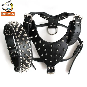 Black Adjustable Spiked Studded Dog Collar and Harness Set PU Leather For Medium Large Dogs Pitbull Mastiff Bully
Black Adjustable Spiked Studded Dog Collar and Harness Set PU Leather For Medium Large Dogs Pitbull Mastiff Bully
