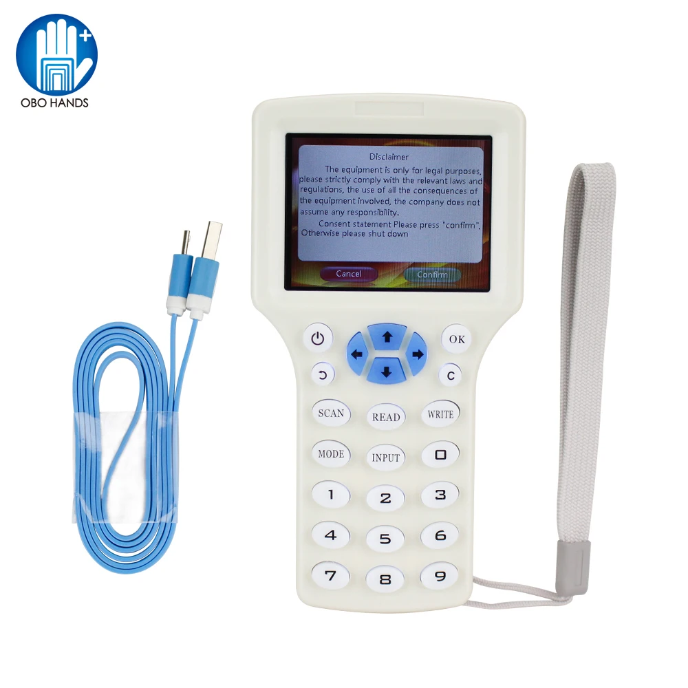 OBO HANDS 10 English Frequency RFID Copier/Writer/Readers/Duplicator 125KHz USB 13.56 rfid Writer and Reader Key fob Programmer
OBO HANDS 10 English Frequency RFID Copier/Writer/Readers/Duplicator 125KHz USB 13.56 rfid Writer and Reader Key fob Programmer