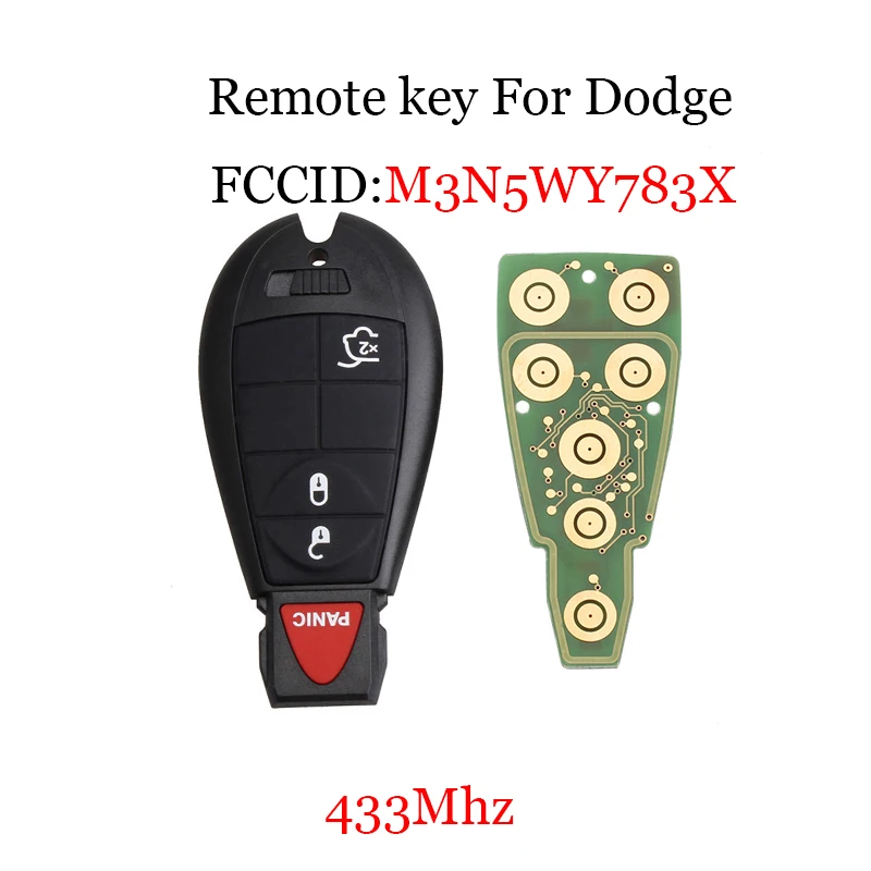 

3+1 Buttons 433Mhz For Jeep Dodge Chrysler Fobik M3N5WY783X Uncut Y160 Blade Key Fob Keyless Entry Remote ID46 chip