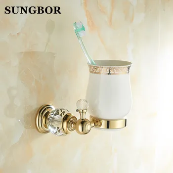 Gold Double Tumbler Holder Brass+Crystal+Ceramics Embedded Cup&Tumbler Holders Tumbler Toothbrush Holder Bathroom Accessory
Gold Double Tumbler Holder Brass+Crystal+Ceramics Embedded Cup&Tumbler Holders Tumbler Toothbrush Holder Bathroom Accessory