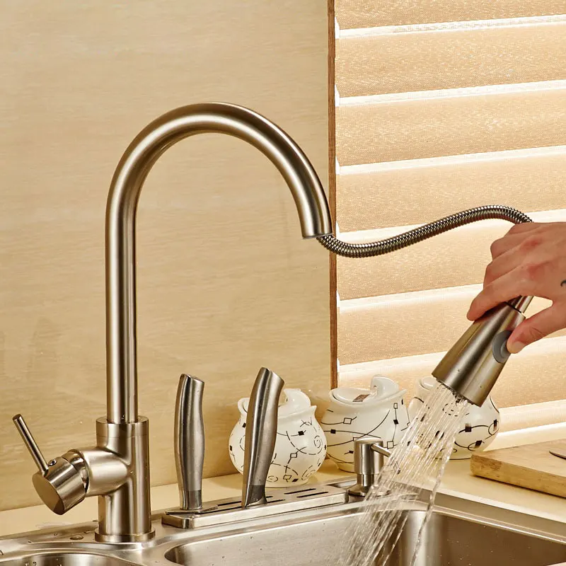 The copper wire pull out type kitchen sink faucet and sink sink Korah telescopic rotary faucet 360 degree
The copper wire pull out type kitchen sink faucet and sink sink Korah telescopic rotary faucet 360 degree