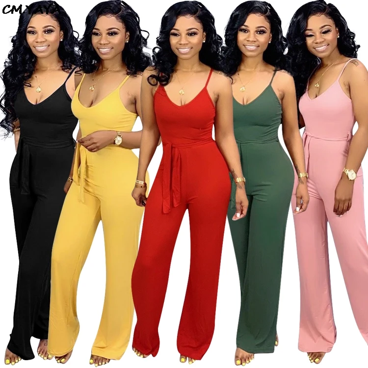 2019 women spaghetti strap sleeveless with sashes wide leg long jumpsuit casual active wear romper fashion playsuit outfit M6160
2019 women spaghetti strap sleeveless with sashes wide leg long jumpsuit casual active wear romper fashion playsuit outfit M6160