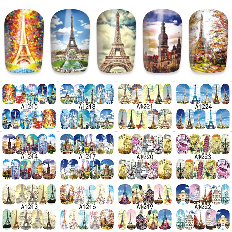 Romantic Famous Architecture Design DIY Decals Nails Art Stickers For Manicure Salon 12pcs/Lot A1213-1224
Romantic Famous Architecture Design DIY Decals Nails Art Stickers For Manicure Salon 12pcs/Lot A1213-1224