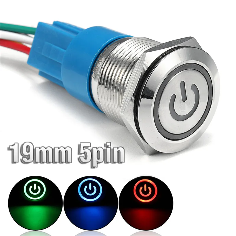 19mm Metal LED 5Pin Push Button Reset Switch with Wire Connector 12V 24V for Car Boat Truck Switch
19mm Metal LED 5Pin Push Button Reset Switch with Wire Connector 12V 24V for Car Boat Truck Switch