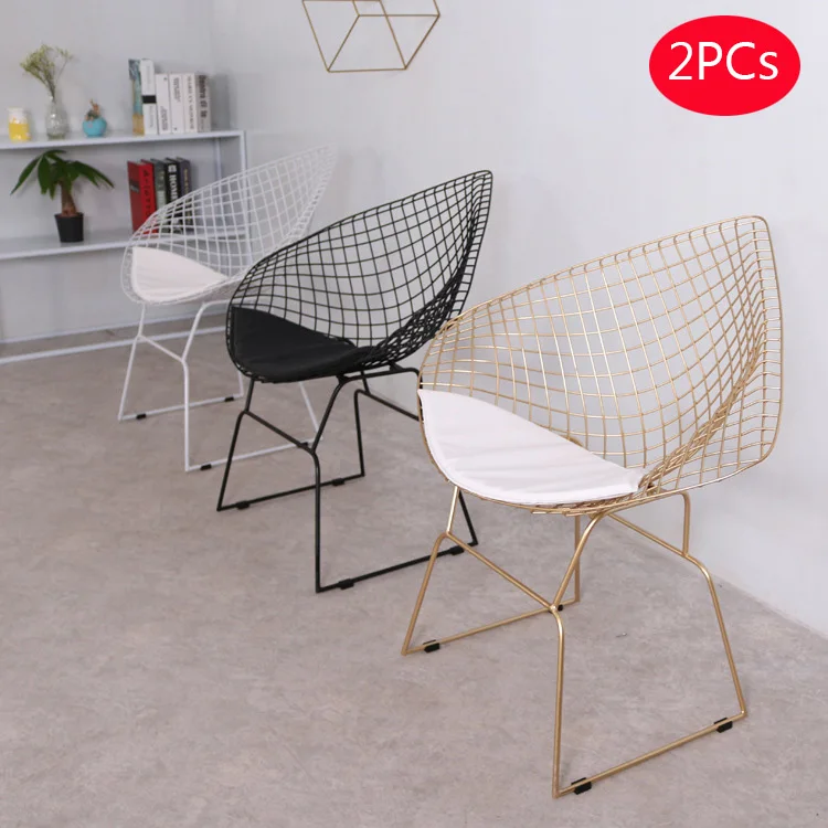 2PCs Fashion Metal Steel Leisure Chair Iron Wire Chair With Leather Soft Seat Cushion Hollow Back Metal Chairs For Living Room
2PCs Fashion Metal Steel Leisure Chair Iron Wire Chair With Leather Soft Seat Cushion Hollow Back Metal Chairs For Living Room