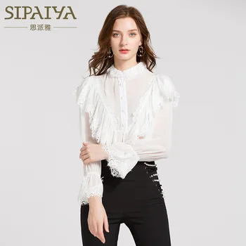 Ruffles Women's Shirt Lace Patchwork Female Lantern Sleeve Stand Collar Pullover Shirts 2018 Fashion Vintage Clothing
Ruffles Women's Shirt Lace Patchwork Female Lantern Sleeve Stand Collar Pullover Shirts 2018 Fashion Vintage Clothing