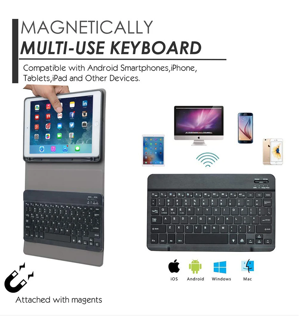 For iPad 9.7 2017 2018 5th 6th Keyboard Case With Pencil Holder Cloth Texture Silicone Back Cover For iPad Air 1 2 Pro 9.7 Funda (2)