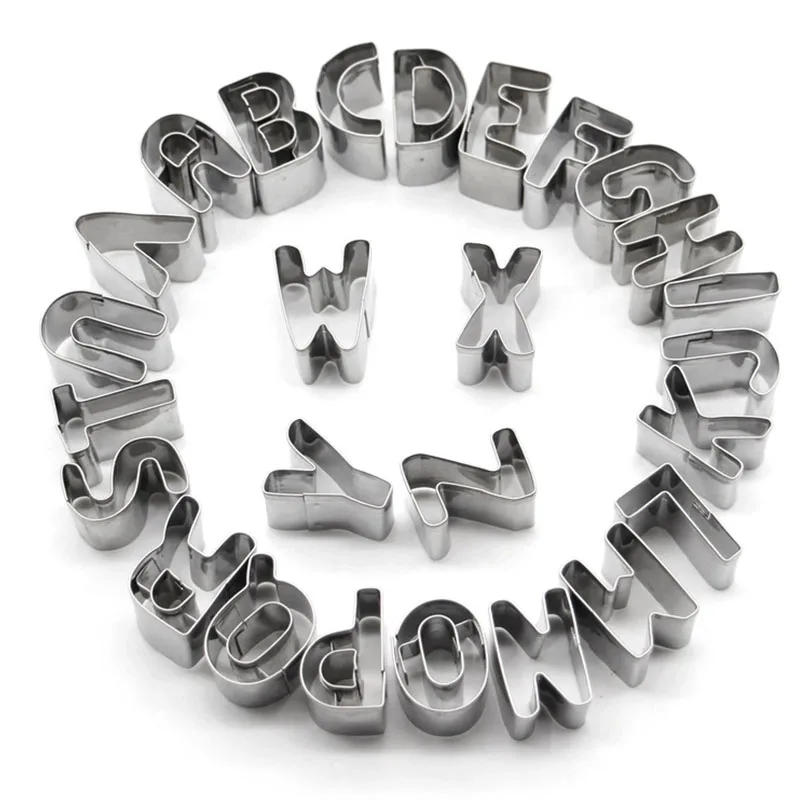 New Arrival 26pcs Stainless Steel Chocolate Cake Mold Model Ice Letter Fondant Cake Cookie Bakeware Baking Kitchen Accessory AA
New Arrival 26pcs Stainless Steel Chocolate Cake Mold Model Ice Letter Fondant Cake Cookie Bakeware Baking Kitchen Accessory AA