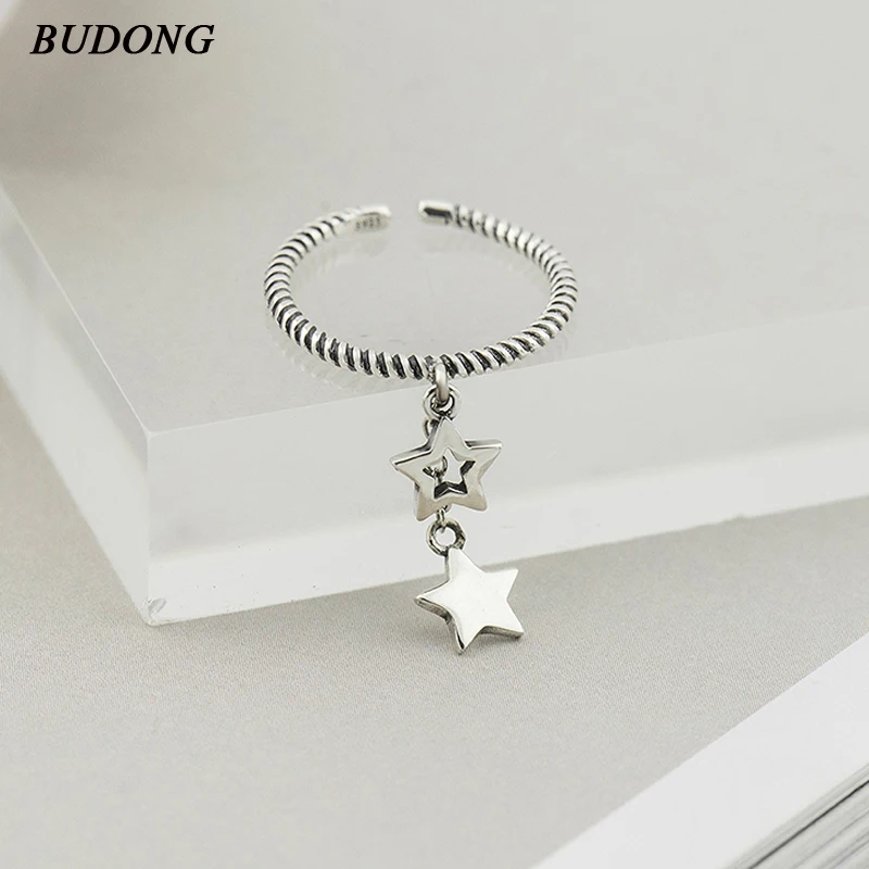 BUDONG Genuine 925 Sterling Silver Love Star Adjustable Finger Ring Female Party Finger Ring Sterling Silver Jewelry XURT148
BUDONG Genuine 925 Sterling Silver Love Star Adjustable Finger Ring Female Party Finger Ring Sterling Silver Jewelry XURT148