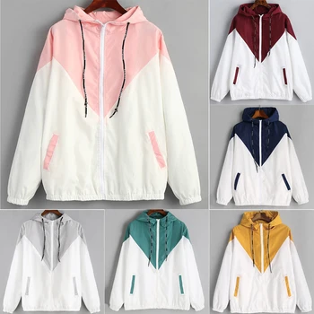 New Lace-up hooded jacket stitching colorblock jacket Women Long Sleeve Patchwork Thin Hooded Zipper Pockets Coat sports jacket
New Lace-up hooded jacket stitching colorblock jacket Women Long Sleeve Patchwork Thin Hooded Zipper Pockets Coat sports jacket