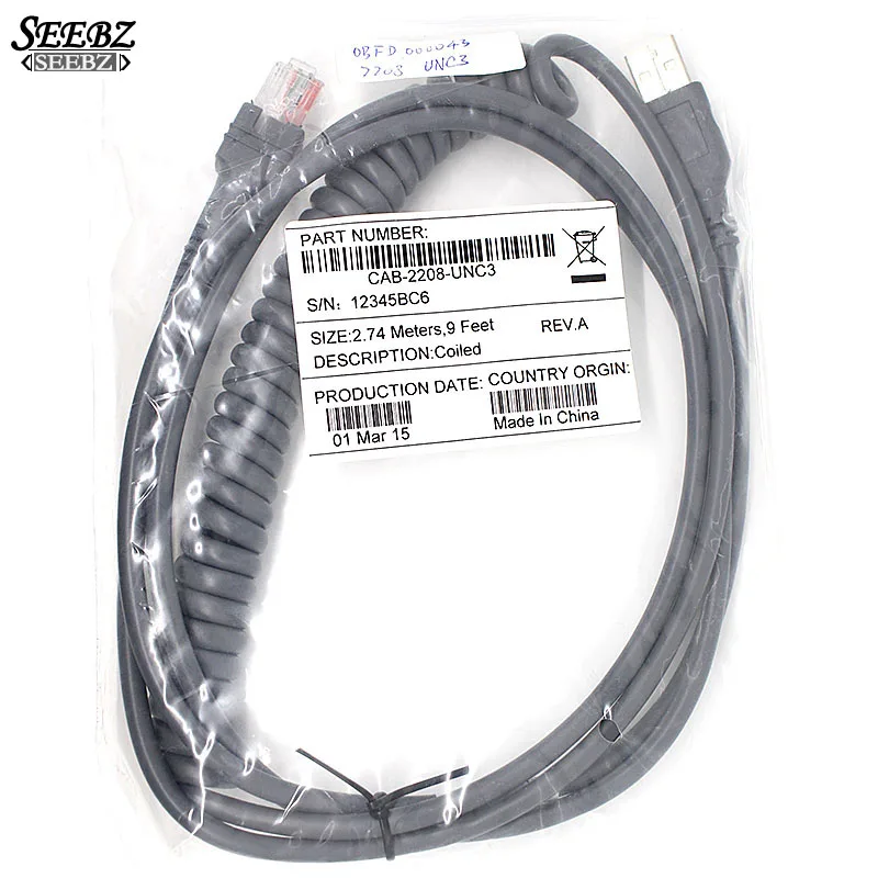 New CBA-2208-UNC3 3M lS2208 Usb Coiled Usb Cable For Motorola Symbol LS2208 LS1203 Li2208 Barcode Scanner Reader
New CBA-2208-UNC3 3M lS2208 Usb Coiled Usb Cable For Motorola Symbol LS2208 LS1203 Li2208 Barcode Scanner Reader
