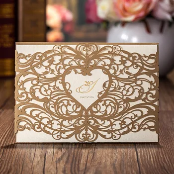 CW5018, 50 Pieces, Dark Gold Laser Cut Flowers with Heart Wedding Invitations Cards
CW5018, 50 Pieces, Dark Gold Laser Cut Flowers with Heart Wedding Invitations Cards