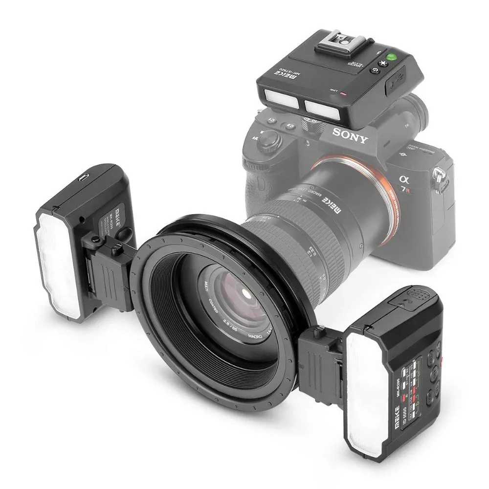

MEKE MK-MT24 Macro Twin Lite Flashlite for Sony Alpha A7R A7S3 A7II A7RII A9 A7R4 A6300 A6500 Mirrorless Cameras