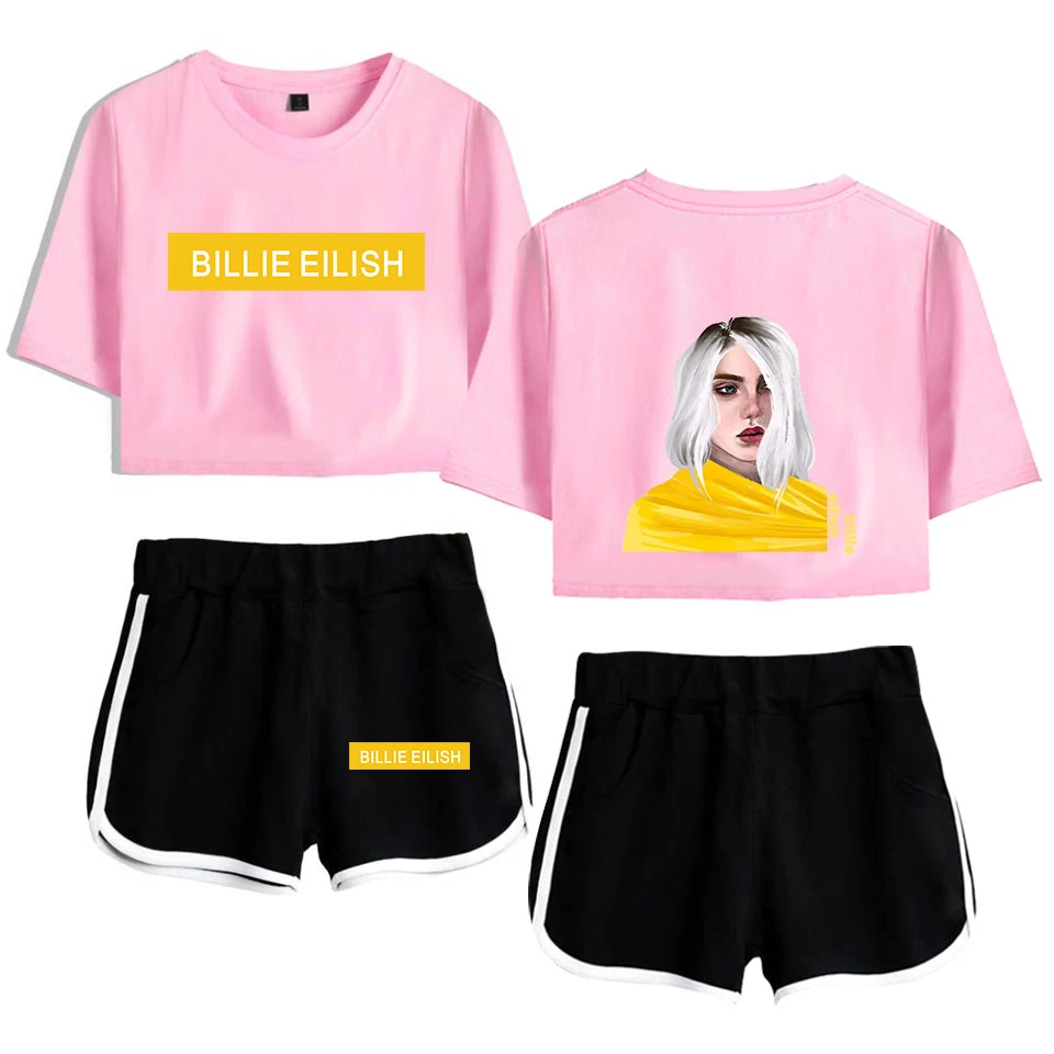 Western PopStar Billie Eilish Navel Exposed Set Girl's Short Sleeve Sweet MixMatch Pink& Black Tip Billie Eilish Two-piece Suit
Western PopStar Billie Eilish Navel Exposed Set Girl's Short Sleeve Sweet MixMatch Pink& Black Tip Billie Eilish Two-piece Suit