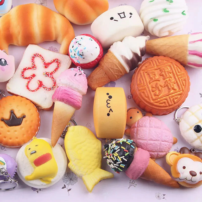 

10PCS Jumbo Squishies Antistress Kawaii Slow Rising Squishy Scented Pastry Cake Bread Squeeze Toy Stress Relief Phone Pendant