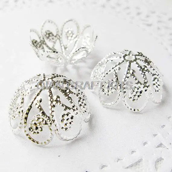 300pcs big 20mm Silver plated filigree hollow metal bead caps lead and nickle free
300pcs big 20mm Silver plated filigree hollow metal bead caps lead and nickle free