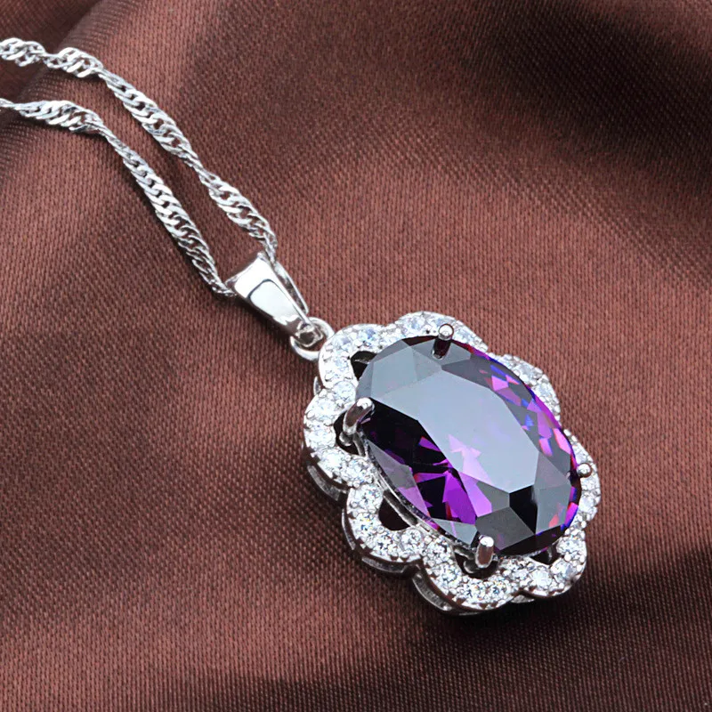 Luxury Female Crystal White Red Purple Stone Necklace Cute Big Oval Pendants Necklaces Promise Wedding Necklaces For Women
Luxury Female Crystal White Red Purple Stone Necklace Cute Big Oval Pendants Necklaces Promise Wedding Necklaces For Women