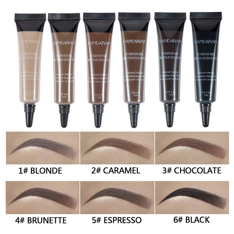 

New Arrivals Professional Eyebrow Gel HANDAIYAN 10ML Eyebrow Cream 6 Colors Waterproof High Brow Tint Makeup Eyebrow With Brush