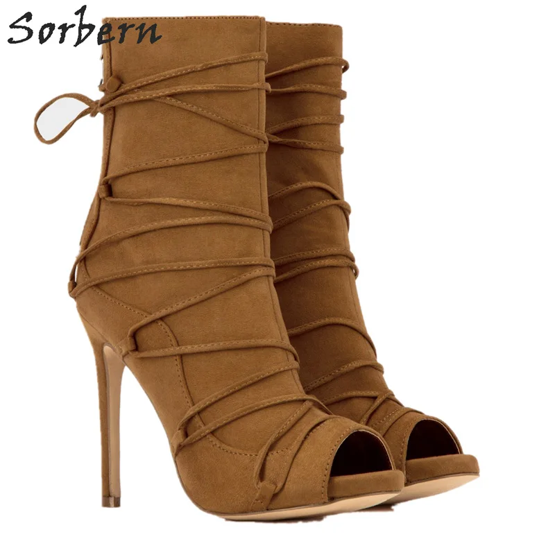 Sorbern Custom Color Ankle Boots Open Toe High Heels Stilettos Short Lady Booties Big Size 43 Women Designer Shoes Runway
Sorbern Custom Color Ankle Boots Open Toe High Heels Stilettos Short Lady Booties Big Size 43 Women Designer Shoes Runway