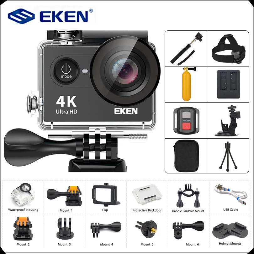 

Original EKEN H9 / H9R Action camera Ultra HD 4K / 25fps WiFi 2.0" 170D underwater Camera waterproof Cam Helmet camera Sport cam