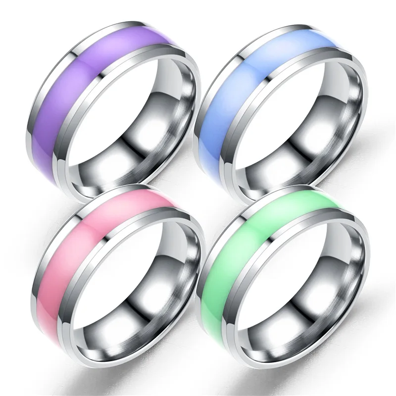 Fashion Epoxy Purple Green Blue Pink Color Glow In The Dark Women Men Stainless Steel Couple Ring
Fashion Epoxy Purple Green Blue Pink Color Glow In The Dark Women Men Stainless Steel Couple Ring