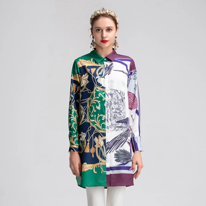 Newest Summer Fashion 2019 Runway Designer Blouse Shirt Women's Long Sleeve Art Floral Print Long Shirt Plus size
Newest Summer Fashion 2019 Runway Designer Blouse Shirt Women's Long Sleeve Art Floral Print Long Shirt Plus size