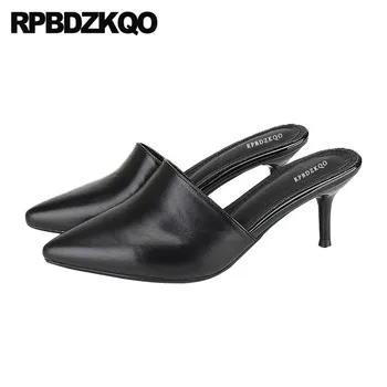 thin 2019 medium heels high quality black pointed toe mules slipper women genuine leather ladies shoes european pumps stiletto
thin 2019 medium heels high quality black pointed toe mules slipper women genuine leather ladies shoes european pumps stiletto