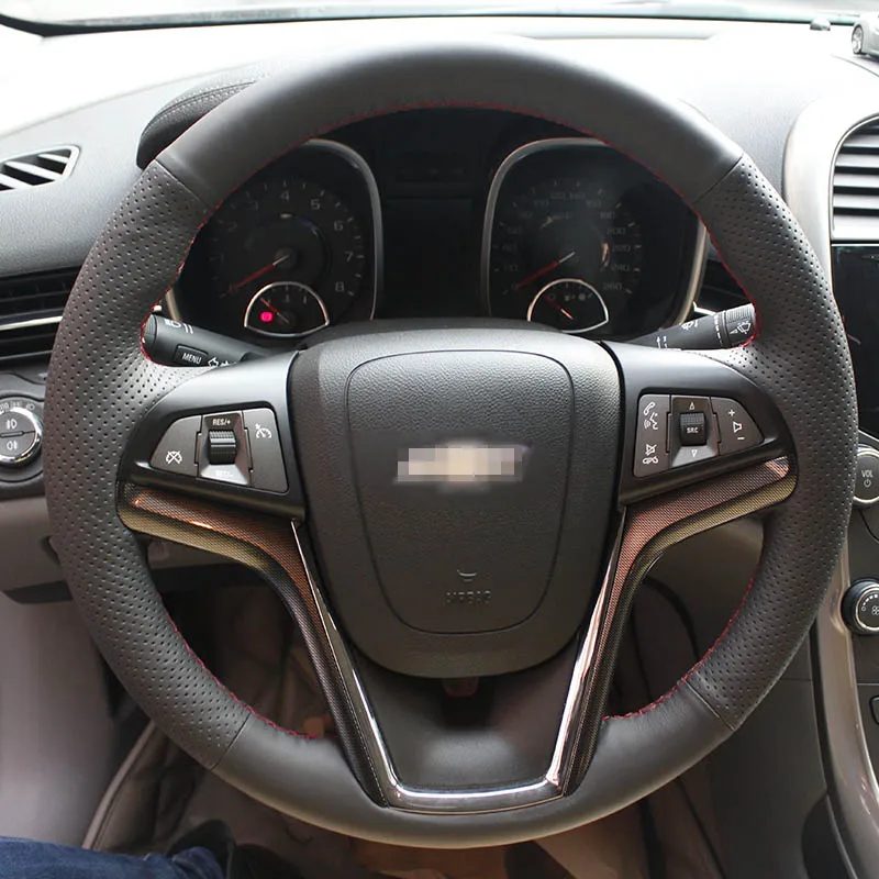 Новинка Противоскользящий черный кожаный чехол для рулевого колеса для Chevy Malibu
Новинка Противоскользящий черный кожаный чехол для рулевого колеса для Chevy Malibu