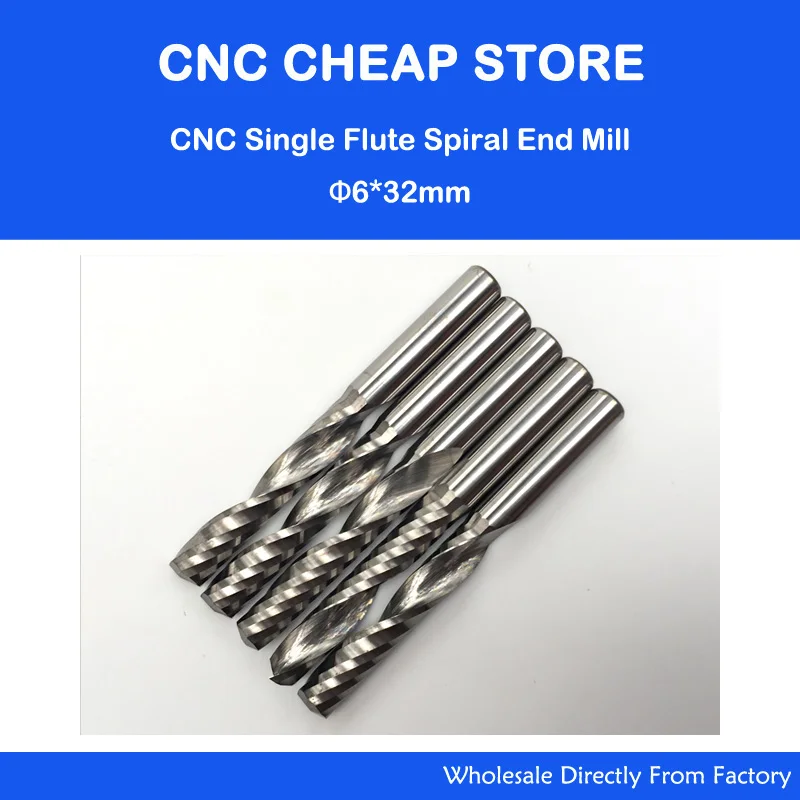Free shipping 5 pcs Carbide endmill single flute spiral CNC router bits 6mm 32mm
Free shipping 5 pcs Carbide endmill single flute spiral CNC router bits 6mm 32mm